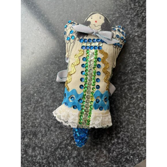 Vtg 1970's Detroit Artist Mary Ewald Pen & Ink Art Christmas Ornament Angel - Picture 5 of 8